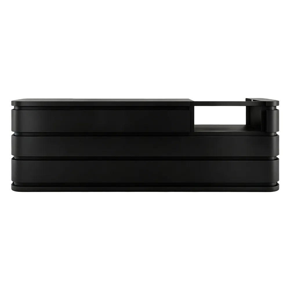 LUXORA 120/180cm Curved Reception Counter with Raised Countertop & Storage for Retail Stores - Black