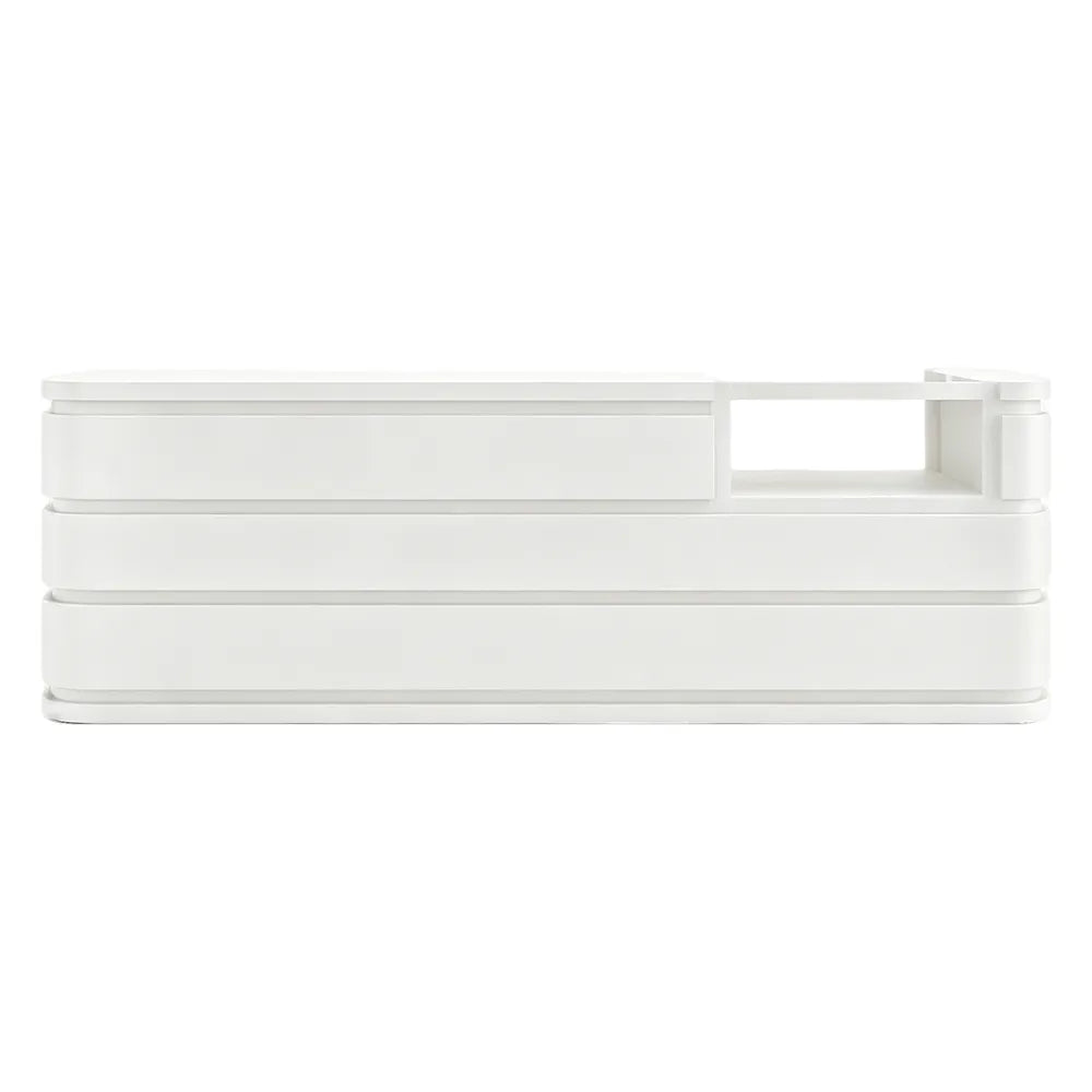 LUXORA 120/180cm Curved Reception Counter with Raised Countertop & Storage for Retail Stores - White