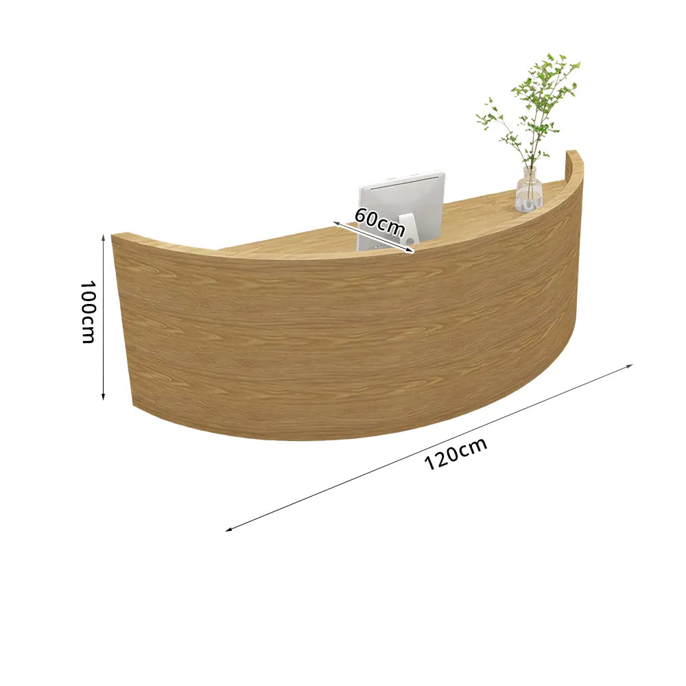 LUXORA Curved Reception Desk with Storage Modern Checkout Counter for Retail Store Office 120cm/180cm - Wood