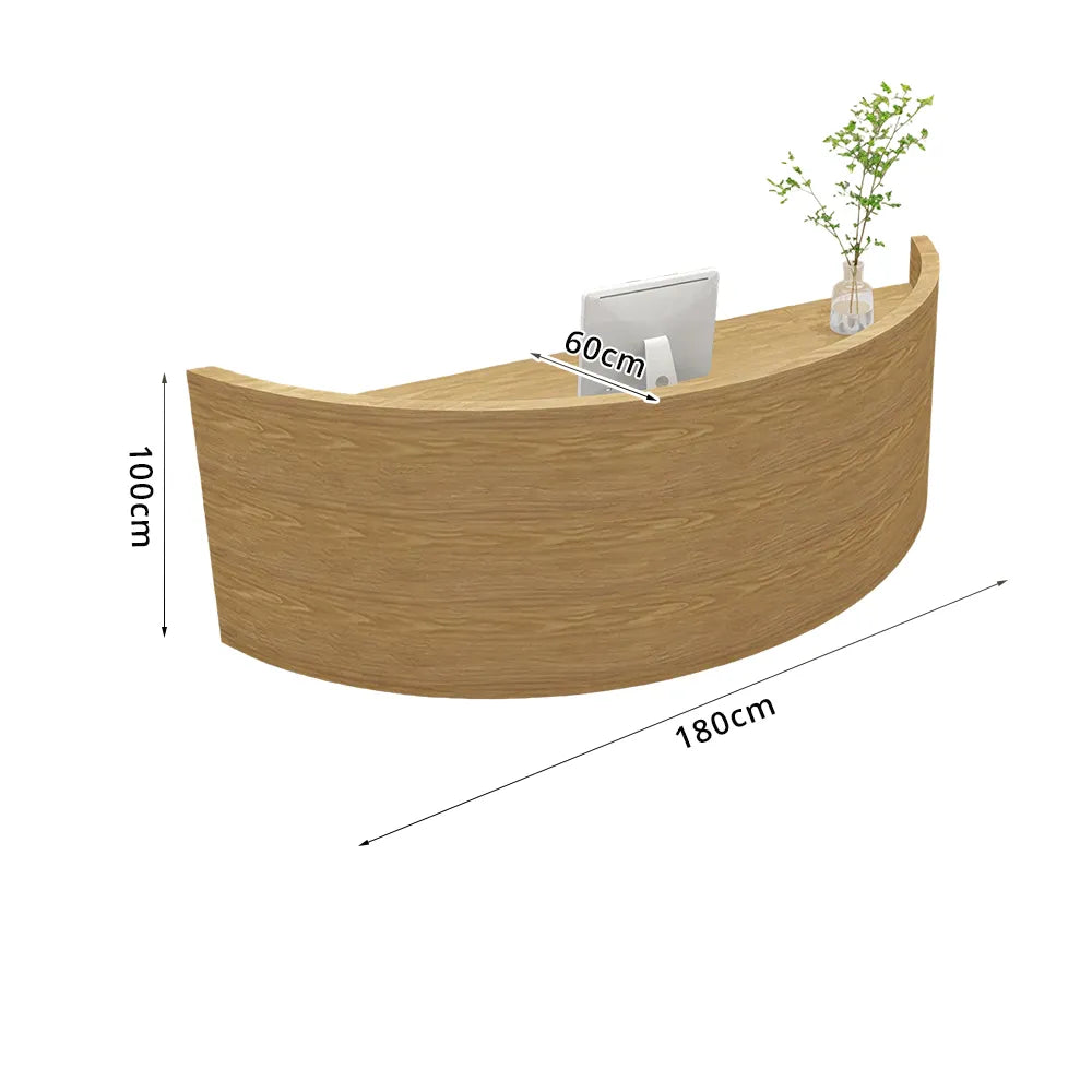 LUXORA Curved Reception Desk with Storage Modern Checkout Counter for Retail Store Office 120cm/180cm - Wood