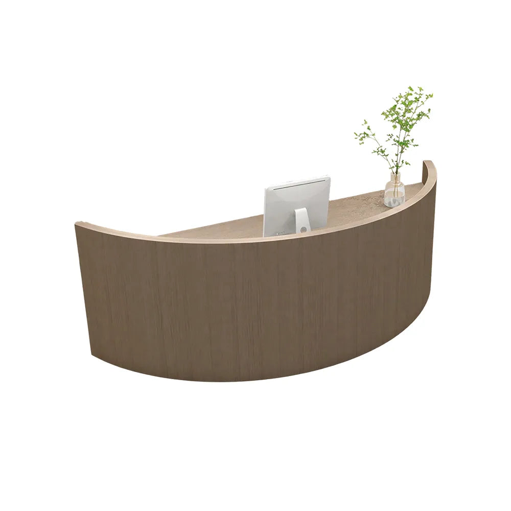 LUXORA Curved Reception Desk with Storage Modern Checkout Counter for Retail Store Office 120cm/180cm - Walnut