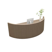 LUXORA Curved Reception Desk with Storage Modern Checkout Counter for Retail Store Office 120cm/180cm - Walnut