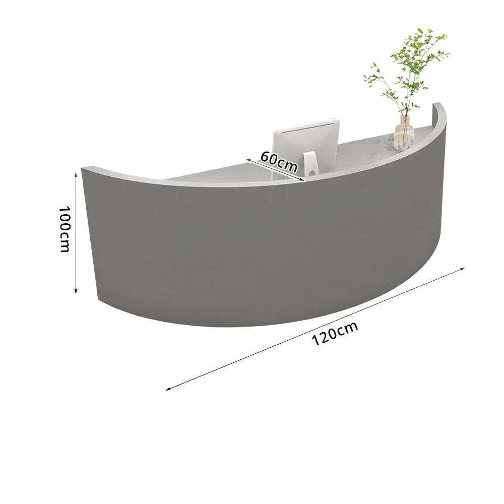 LUXORA Curved Reception Desk with Storage Modern Checkout Counter for Retail Store Office 120cm/180cm - Grey