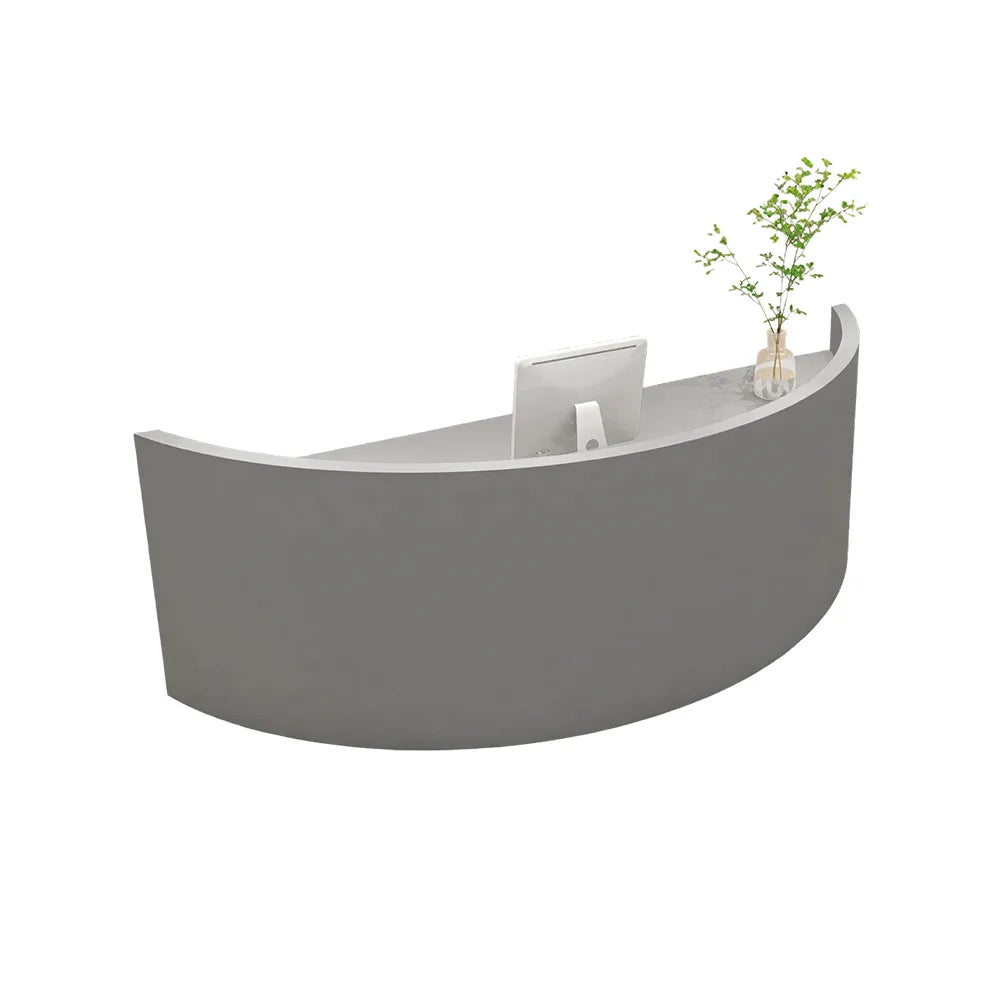 LUXORA Curved Reception Desk with Storage Modern Checkout Counter for Retail Store Office 120cm/180cm - Grey