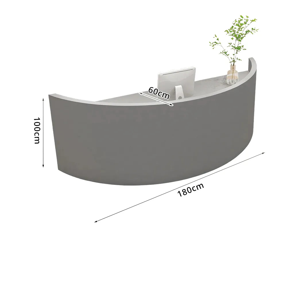 LUXORA Curved Reception Desk with Storage Modern Checkout Counter for Retail Store Office 120cm/180cm - Grey