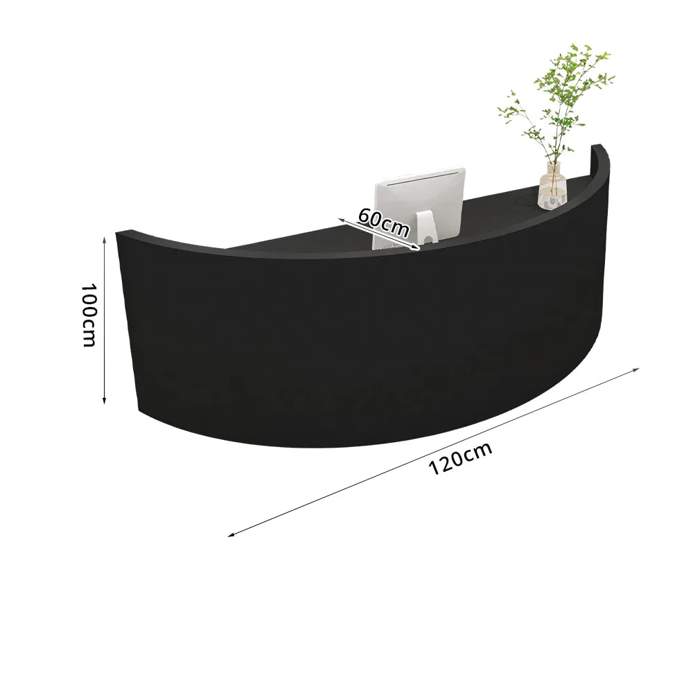 LUXORA Curved Reception Desk with Storage Modern Checkout Counter for Retail Store Office 120cm/180cm - Black