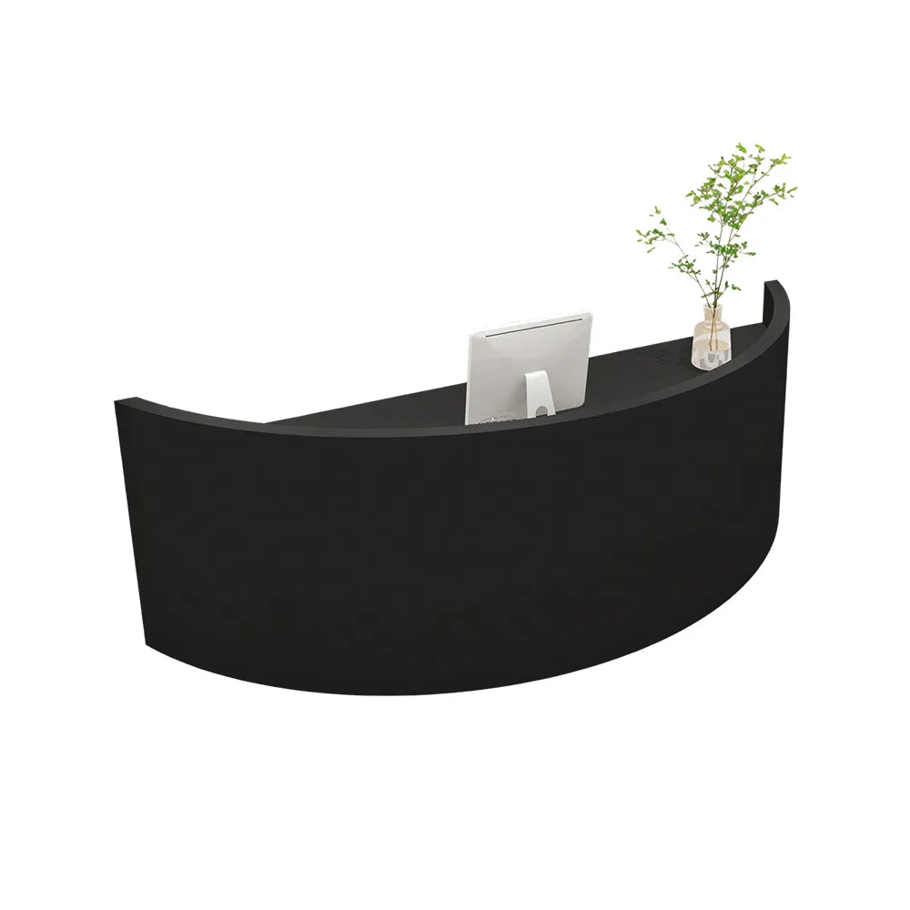 LUXORA Curved Reception Desk with Storage Modern Checkout Counter for Retail Store Office 120cm/180cm - Black