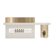 LUXORA Modern Reception Desk with Illuminated Logo Panel and Display Shelf for Salon Retail Store Office - White & Gold