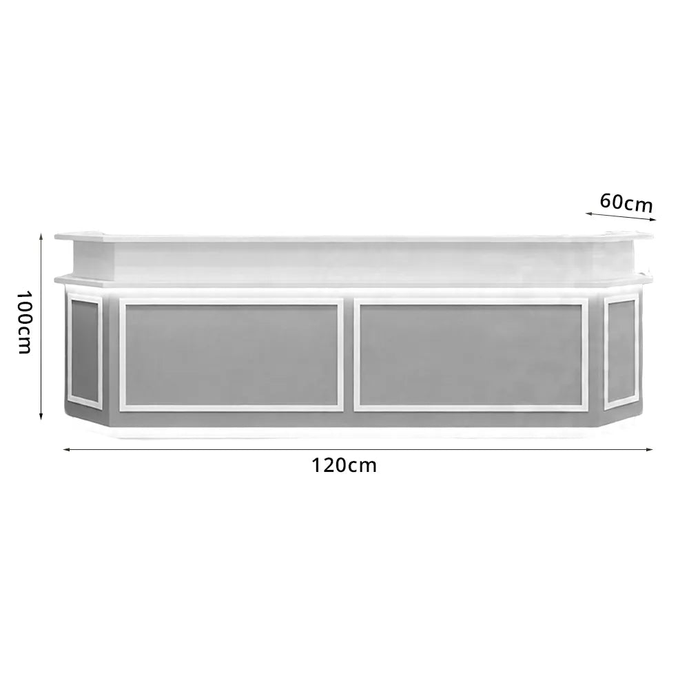 LUXORA Modern Reception Desk with LED Lighting and Panelled Front for Salon Retail Store Office - Grey & White