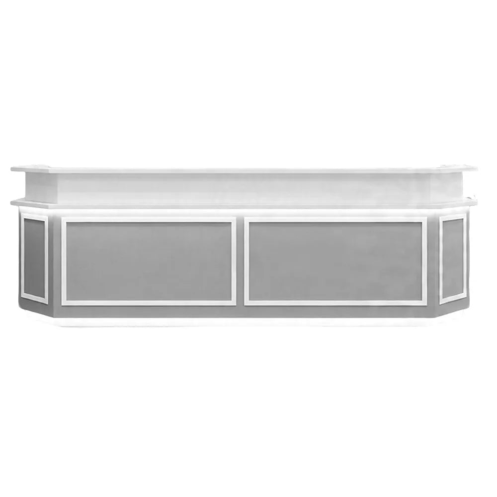 LUXORA Modern Reception Desk with LED Lighting and Panelled Front for Salon Retail Store Office - Grey & White