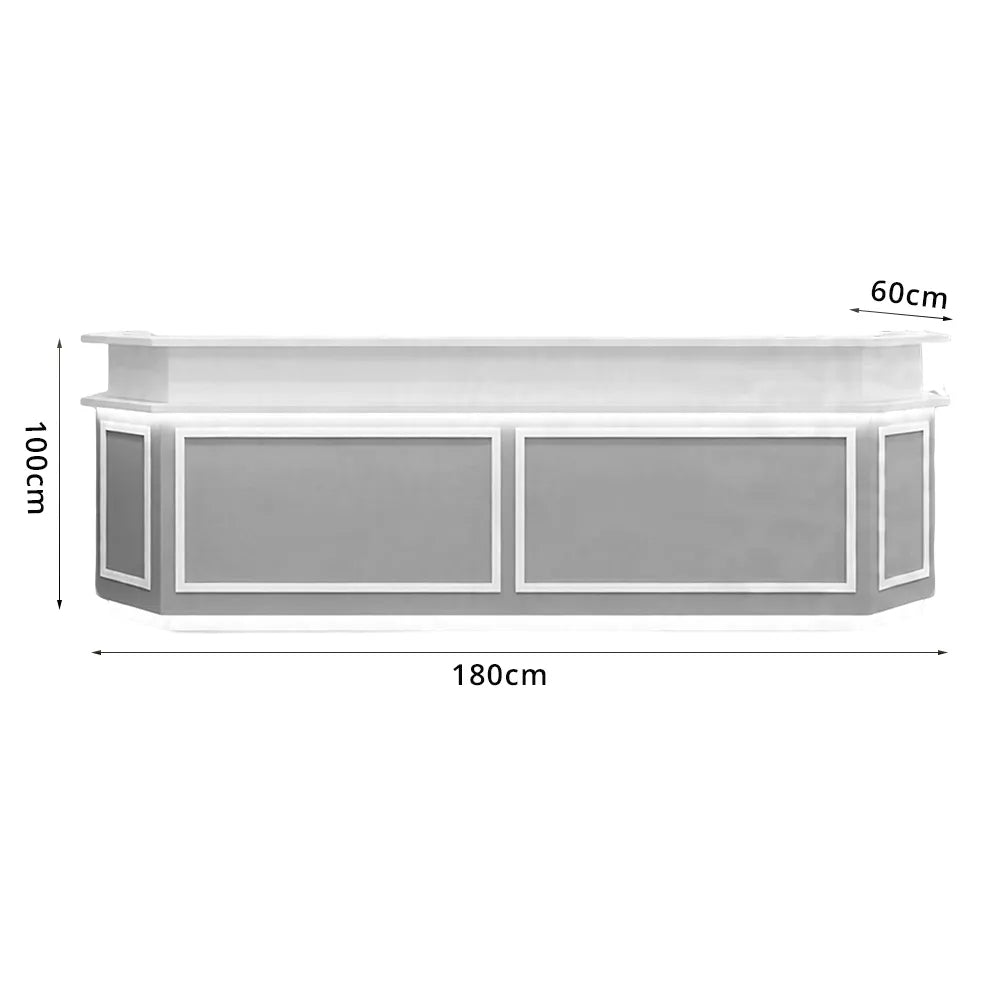 LUXORA Modern Reception Desk with LED Lighting and Panelled Front for Salon Retail Store Office - Grey & White