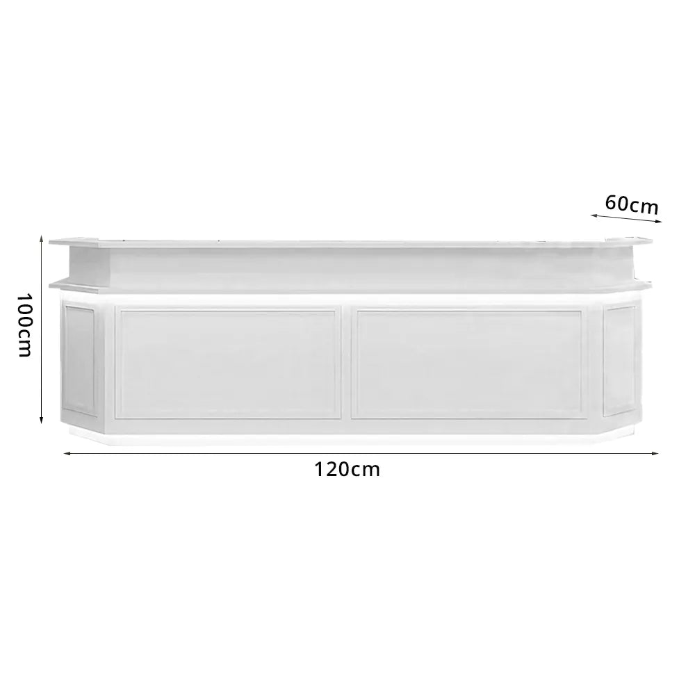 LUXORA Modern Reception Desk with LED Lighting and Panelled Front for Salon Retail Store Office -  White