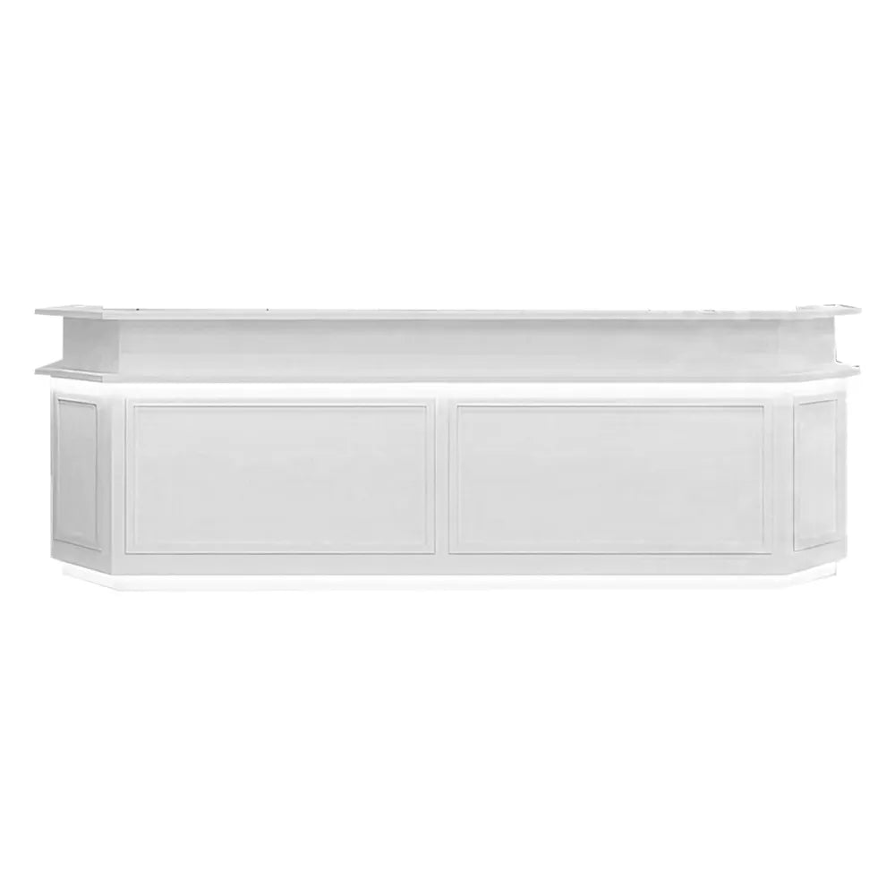 LUXORA Modern Reception Desk with LED Lighting and Panelled Front for Salon Retail Store Office -  White
