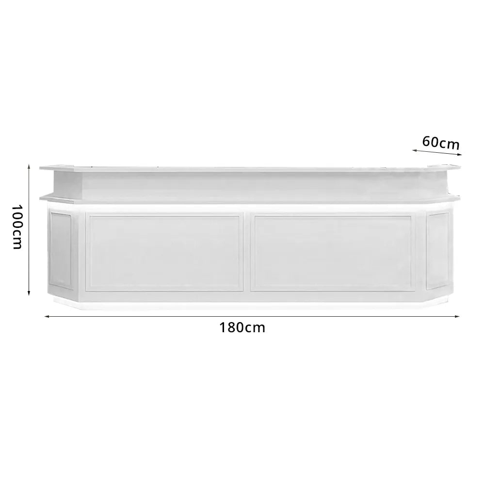 LUXORA Modern Reception Desk with LED Lighting and Panelled Front for Salon Retail Store Office -  White