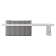 LUXORA Modern Reception Desk with Fluted Front and Extended Worktop for Office Salon Retail Store - Grey & White