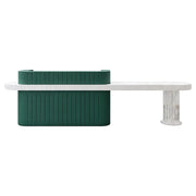LUXORA Modern Reception Desk with Fluted Front and Extended Worktop for Office Salon Retail Store - Dark Green & White