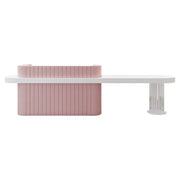 LUXORA Modern Reception Desk with Fluted Front and Extended Worktop for Office Salon Retail Store - Pink & White