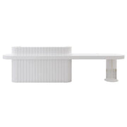 LUXORA Modern Reception Desk with Fluted Front and Extended Worktop for Office Salon Retail Store - White