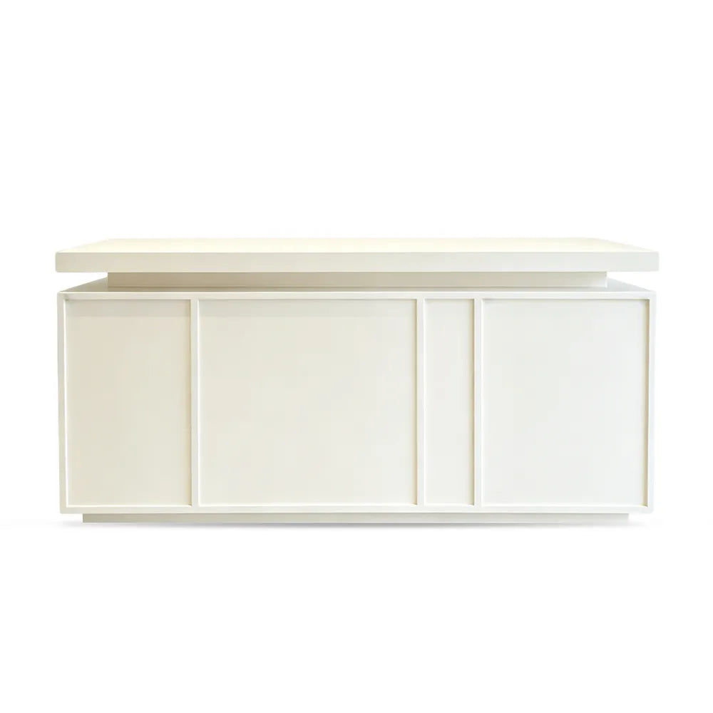 LUXORA Woodgrain Checkout Counter with Raised Worktop for Clothing Store Boutique Reception - Cream White