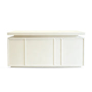 LUXORA Woodgrain Checkout Counter with Raised Worktop for Clothing Store Boutique Reception - Cream White
