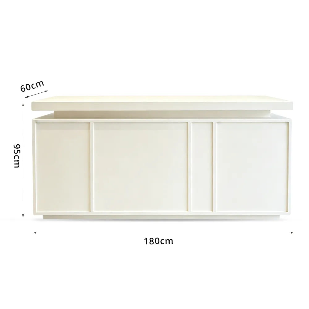 LUXORA Woodgrain Checkout Counter with Raised Worktop for Clothing Store Boutique Reception - Cream White