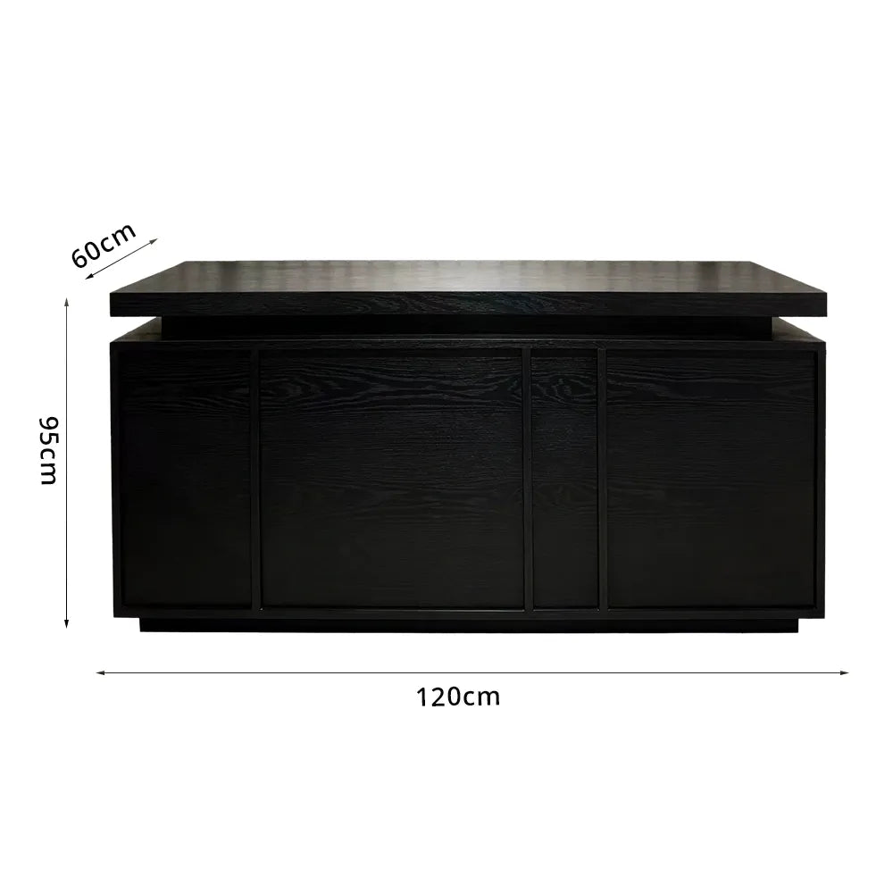 LUXORA Woodgrain Checkout Counter with Raised Worktop for Clothing Store Boutique Reception - Black