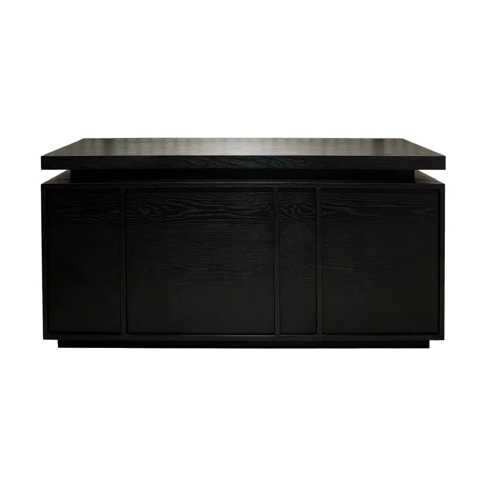LUXORA Woodgrain Checkout Counter with Raised Worktop for Clothing Store Boutique Reception - Black