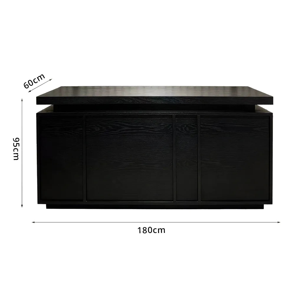 LUXORA Woodgrain Checkout Counter with Raised Worktop for Clothing Store Boutique Reception - Black