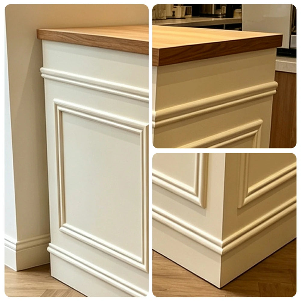 LUXORA Straight Checkout Counter with Wood Top and Panelled Front for Boutique Retail Store - Natural Wood & Cream White