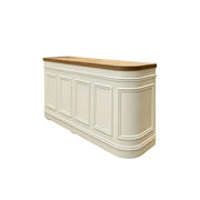 LUXORA Straight Checkout Counter with Walnut Top and Panelled Front for Boutique Retail Store - Natural Wood & Cream White