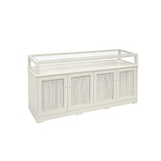 LUXORA Retail Display Counter with Glass Top Shelf and 4-Door Storage for Boutique Store - Cream White