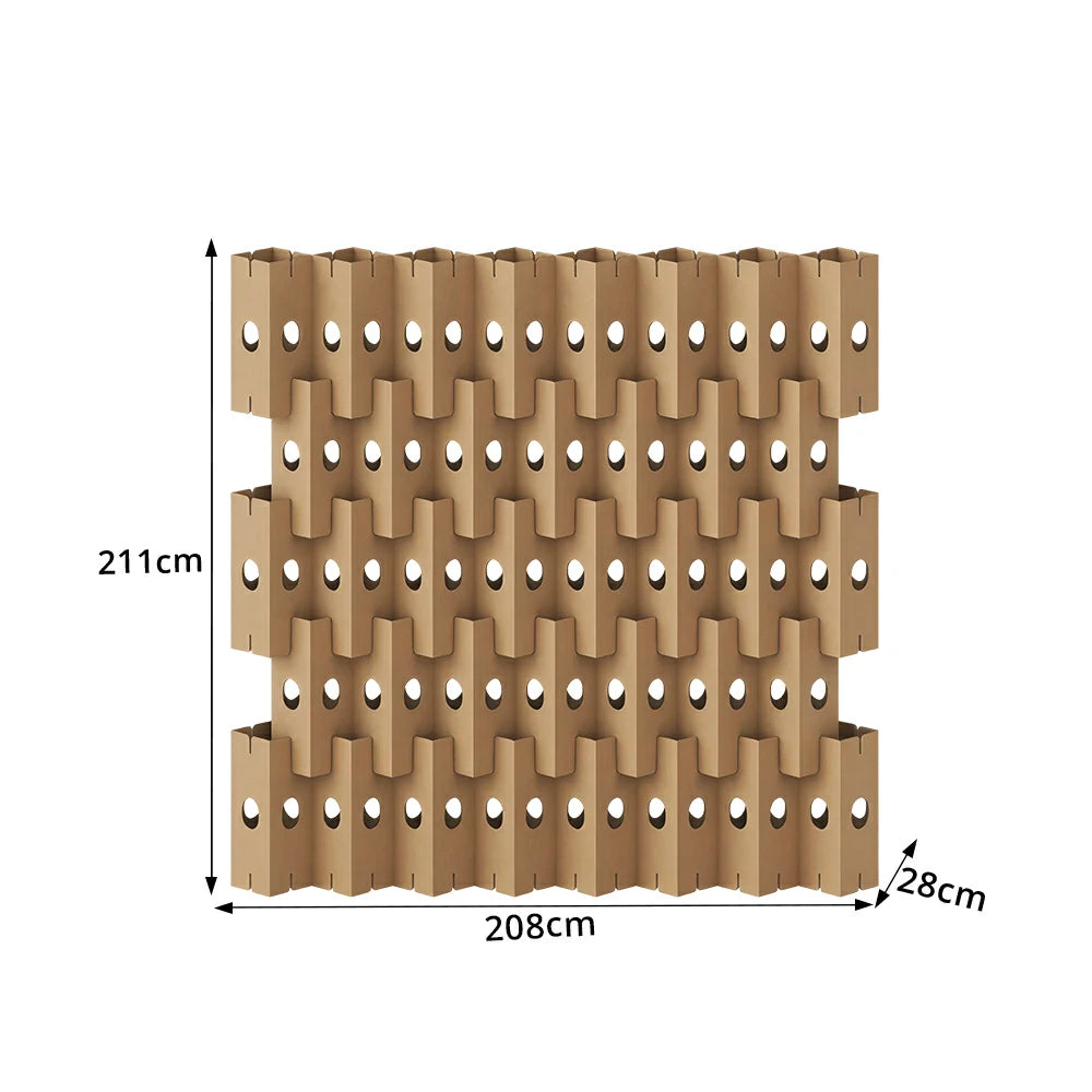 LUXORA Modular Corrugated Paper Folding Screen 3D Wave Texture Room Divider Decorative Partition Display Background for Home Event - Beige