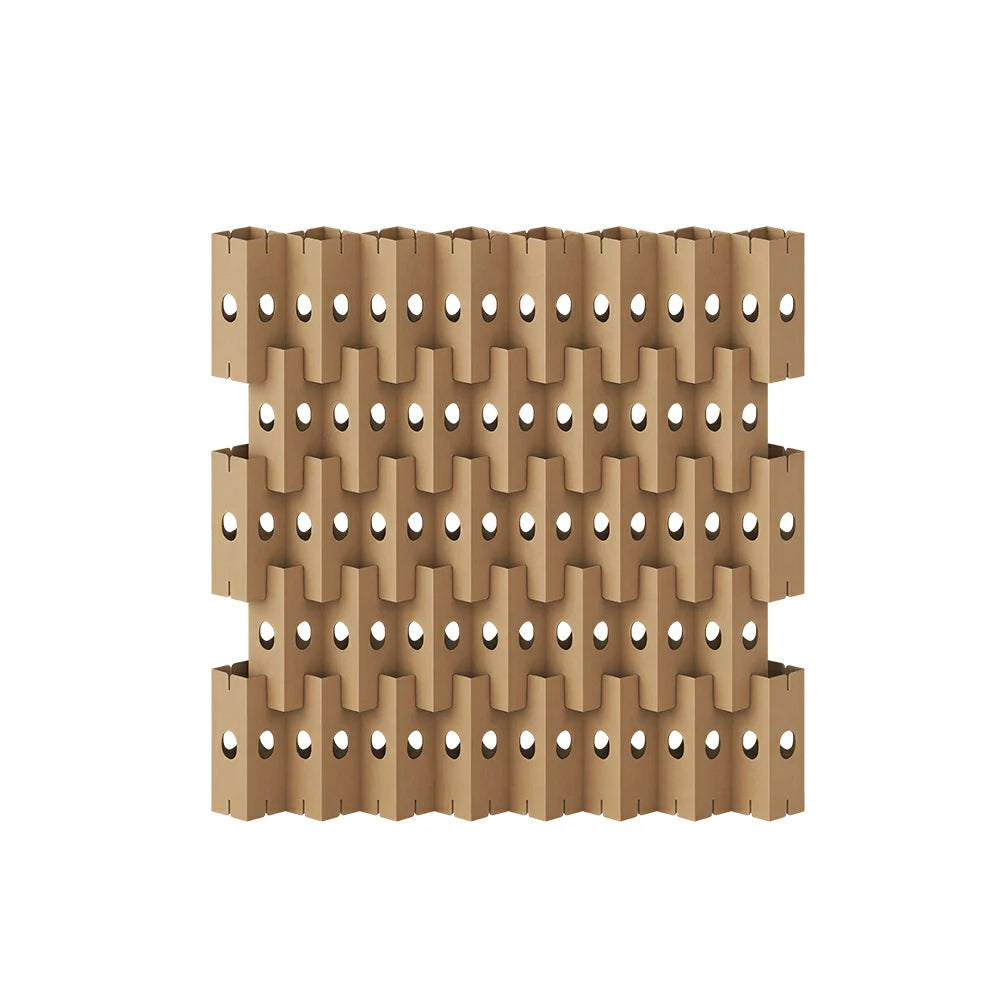 LUXORA Modular Corrugated Paper Folding Screen 3D Wave Texture Room Divider Decorative Partition Display Background for Home Event - Beige