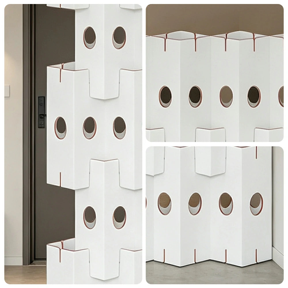 LUXORA Modular Corrugated Paper Folding Screen 3D Wave Texture Room Divider Decorative Partition Display Background for Home Event - White