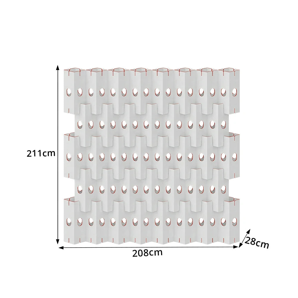 LUXORA Modular Corrugated Paper Folding Screen 3D Wave Texture Room Divider Decorative Partition Display Background for Home Event - White