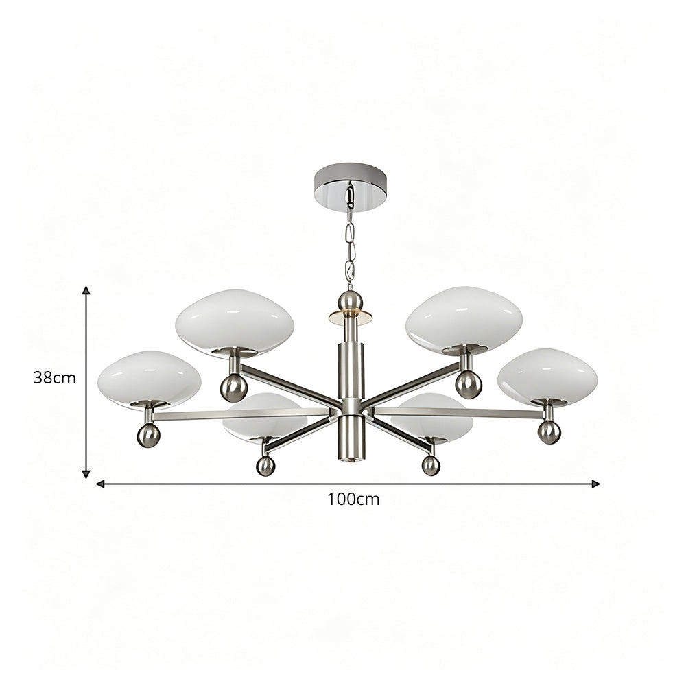 LUXORA 5th Gen Pro 6-Light LED Chandelier with Bridgelux LEDs Adjustable Chain for Living Dining Room - Brushed Nickel