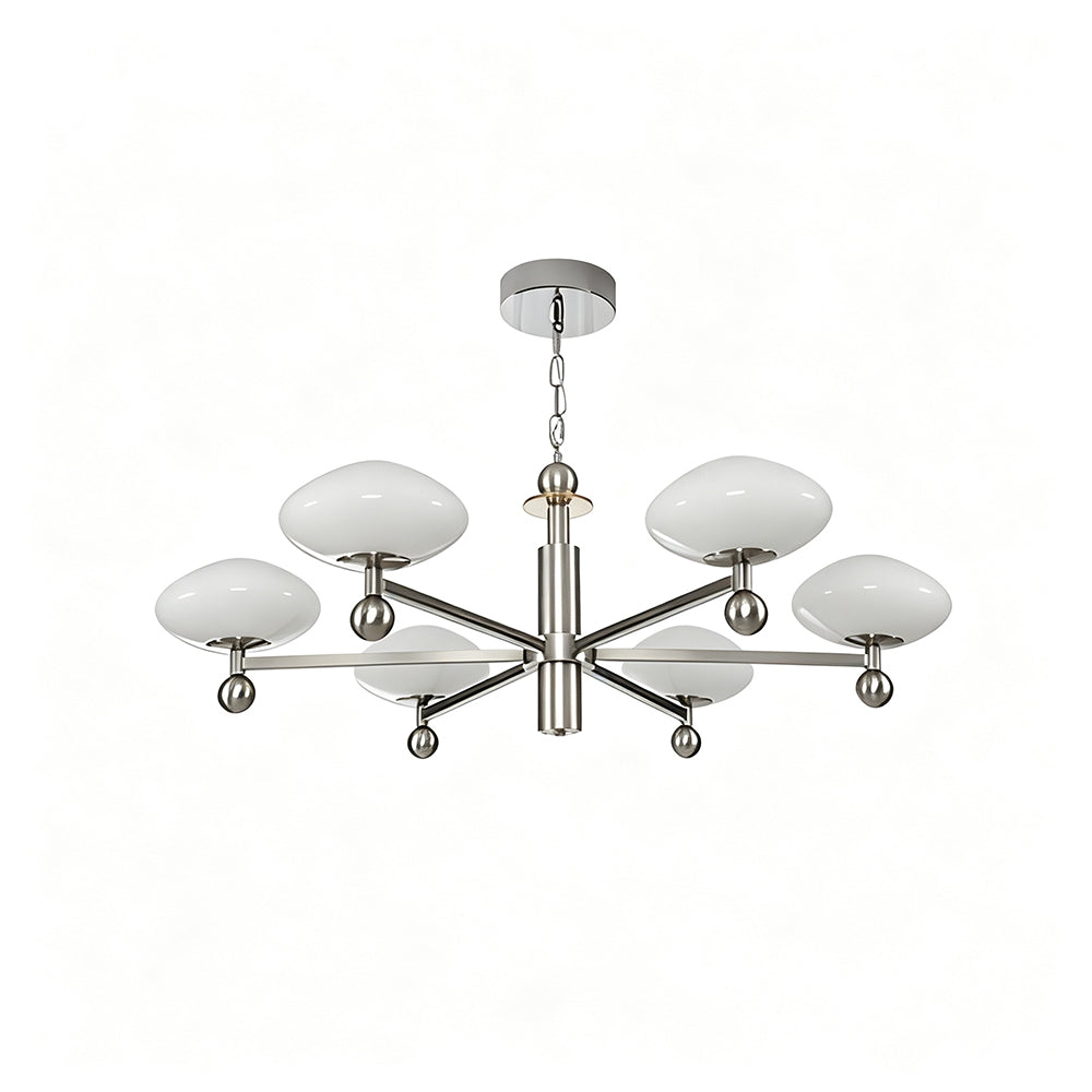 LUXORA 5th Gen Pro 6-Light LED Chandelier with Bridgelux LEDs Adjustable Chain for Living Dining Room - Brushed Nickel