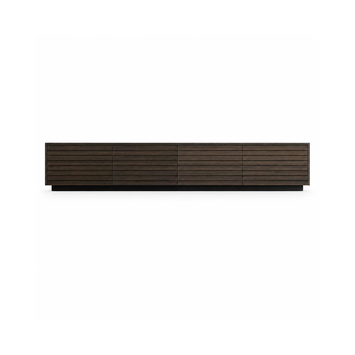 LUXORA Modern Low-Profile TV Cabinet - 180/200cm Wood-Look Entertainment Unit with Fluted Doors & Storage for Living Room - Walnut