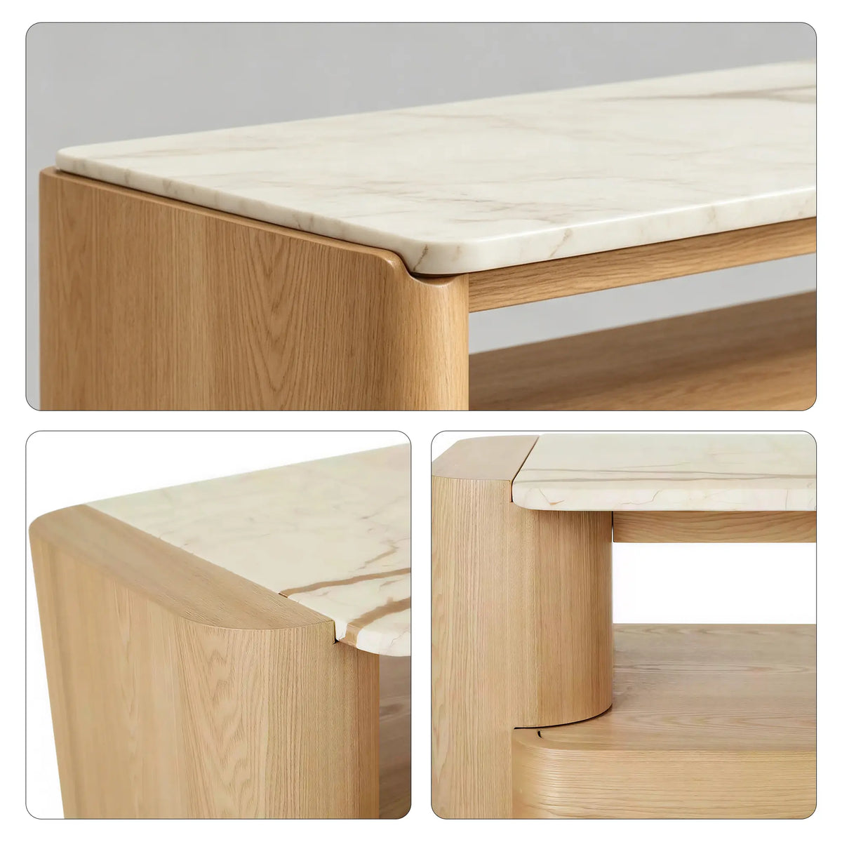LUXORA Modern Wood-Look Sideboard Cabinet - 160/180cm Storage Buffet with Open Shelf, Concealed Cabinets & Rounded Legs - Natural Oak