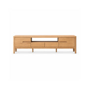 LUXORA Solid Oak TV Cabinet - 180/200cm Modern Entertainment Unit with Open Shelf, Drawers & Concealed Handles for Living Room - Light Walnut