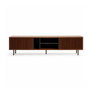 LUXORA Bauhaus TV Cabinet - 160/180cm Retro Entertainment Unit with Fluted Doors, Open Shelves & Metal Legs - Walnut
