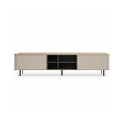 LUXORA Bauhaus TV Cabinet - 160/180cm Retro Entertainment Unit with Fluted Doors, Open Shelves & Metal Legs - White