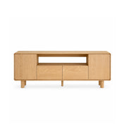 LUXORA Solid Oak TV Cabinet - 180/200cm Elevated Entertainment Unit with Dual Drawers, Open Shelves & Concealed Storage - Natural Oak