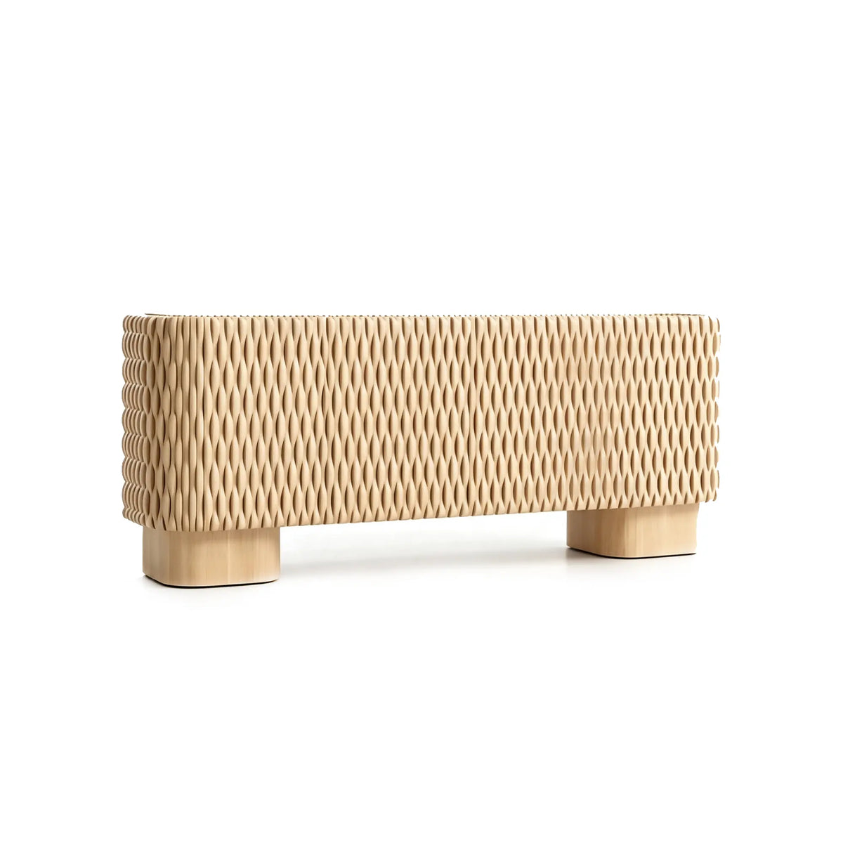 LUXORA Modern Wave-Textured Sideboard - 180/200cm Freestanding Storage Cabinet with 3D Woven Design & Cylindrical Legs - Natural Oak