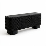 LUXORA Modern Wave-Textured Sideboard - 180/200cm Freestanding Storage Cabinet with 3D Woven Design & Cylindrical Legs - Black
