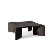 LUXORA Solid Wood Coffee Table North American FAS Ash Wood Low Profile Curved Design 97/107cm for Living Room Lounge - Grey