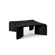 LUXORA Solid Wood Coffee Table North American FAS Ash Wood Low Profile Curved Design 97/107cm for Living Room Lounge - Black