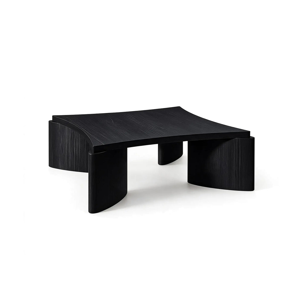 LUXORA Solid Wood Coffee Table North American FAS Ash Wood Low Profile Curved Design 97/107cm for Living Room Lounge - Black