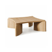 LUXORA Solid Wood Coffee Table North American FAS Ash Wood Low Profile Curved Design 97/107cm for Living Room Lounge - Wood