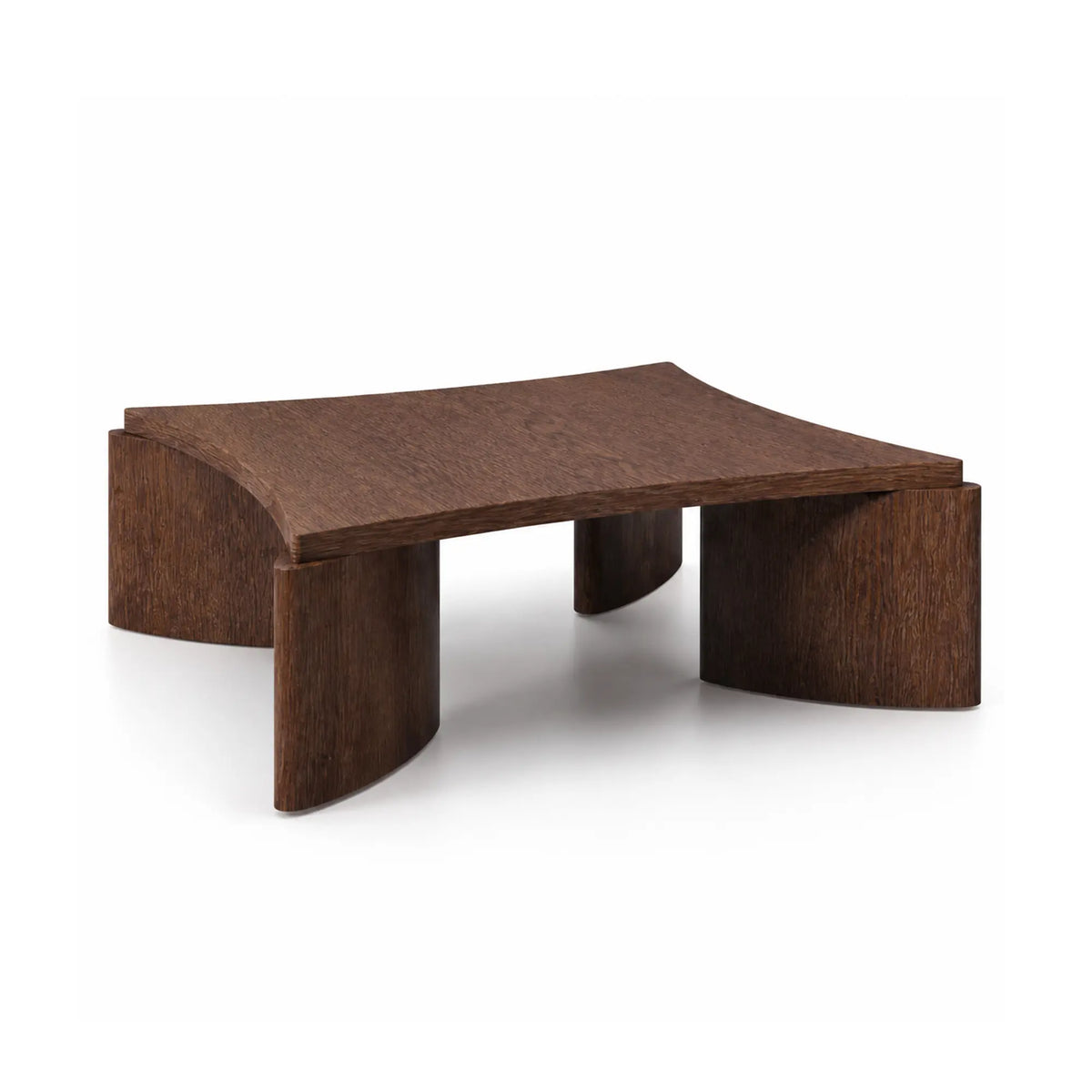 LUXORA Solid Wood Coffee Table North American FAS Ash Wood Low Profile Curved Design 97/107cm for Living Room Lounge - Brown